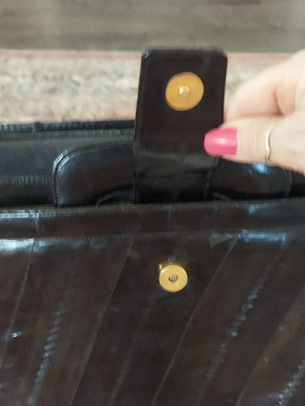 Vintage Black Men's/Women's Eel Skin Briefcase - Timeless Professional Carry